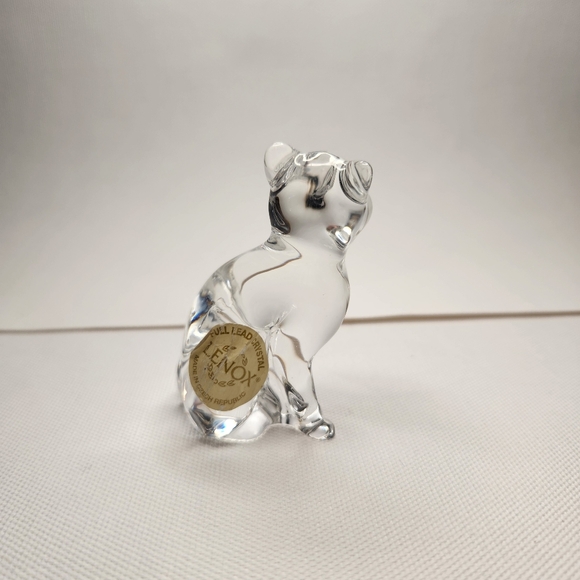 Lenox Clear Full Lead Crystal Cat Collectable Czech Republic Paperweight Feline - Picture 6 of 8